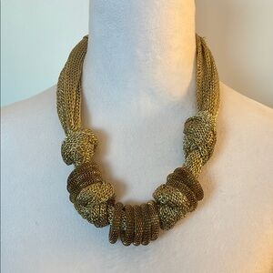 Statement Bold Gold and Bronze Knotted Chuncky Necklace